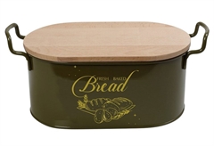 Espiel Ψωμιέρα Μεταλλική με Bamboo Καπάκι 39.5x20x16.5cm Πράσινη