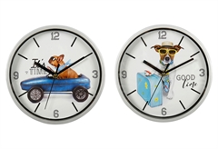 Ostaria Ρολόι Τοίχου Dogs Πλαστικό Φ.20cm σε 2 Σχέδια