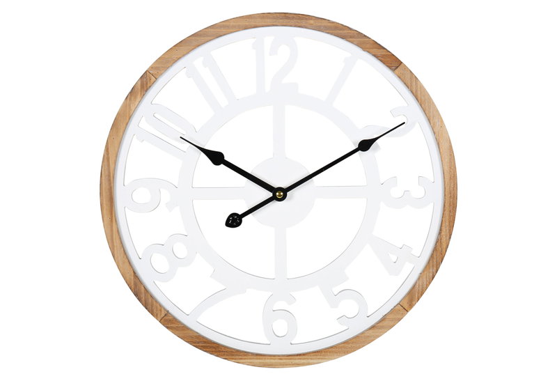 Ρολόι Τοίχου Ostaria Wood&White Φ40cm