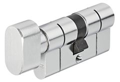 ABUS Κύλινδρος 15x3.3x17.3cm (35+35) με Πόμολο και Κλειδί Ασφαλείας Χρωμέ KD6PSN