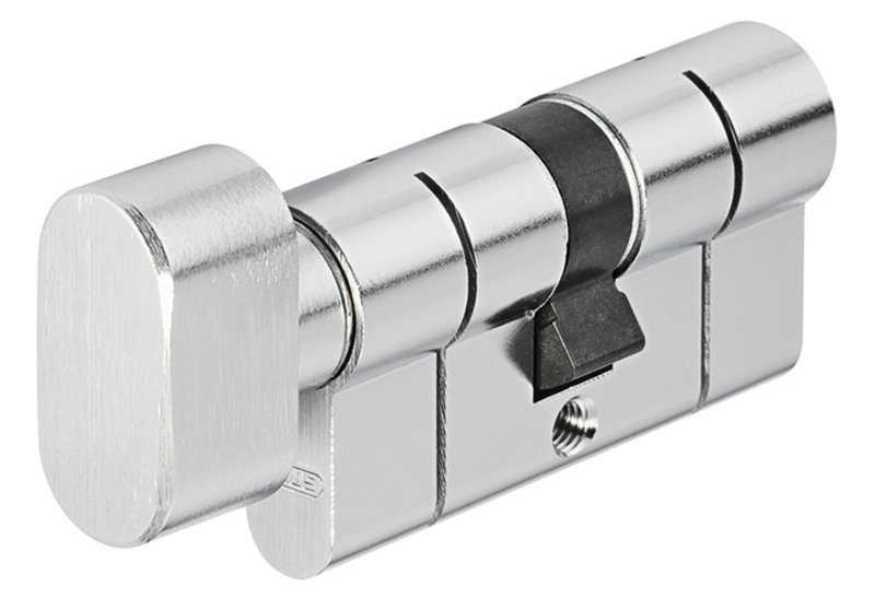 ABUS Κύλινδρος 16x3.3x17.3cm (40+40) με Πόμολο και Κλειδί Ασφαλείας Χρωμέ KD6PSN