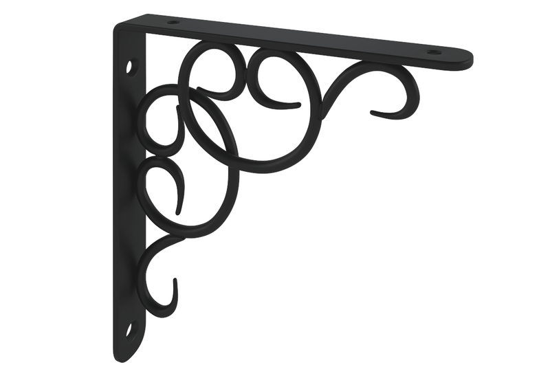 Lux Curly Γωνία Στήριξης Ραφιού Μεταλλική Μαύρη Ματ 2.5x19x19cm