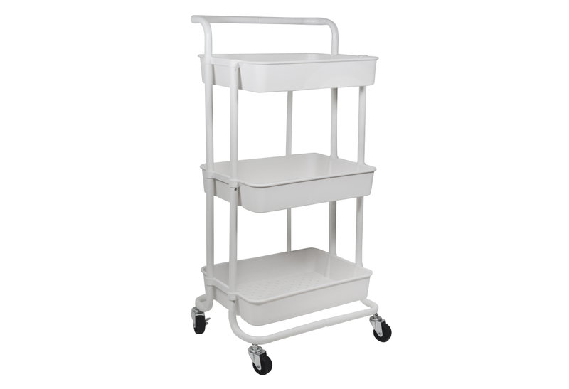 Estia Home Art Τρόλεϊ Μεταλλικό Λευκό 3 Θέσεων 43x34.8x86cm