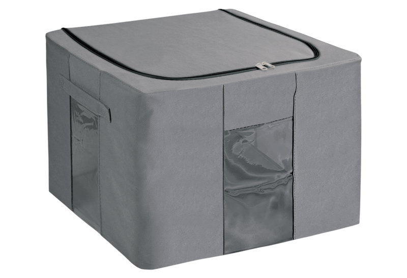 Ionion Κουτί Αποθήκευσης Non Woven Γκρι 50x40x28cm με 3 Μεταλλικά Πλαίσια