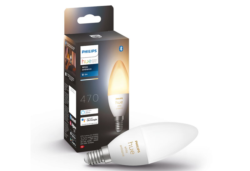 Philips Hue White Ambiance Λαμπτήρας Κερί E14 4W Γαλακτερός