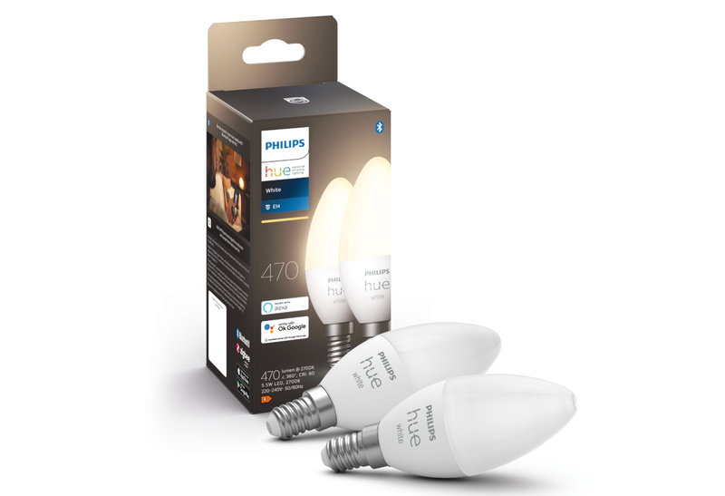Philips Hue White Λαμπτήρας Κερί E14 5.5W Γαλακτερός Σετ 2 Τεμαχίων