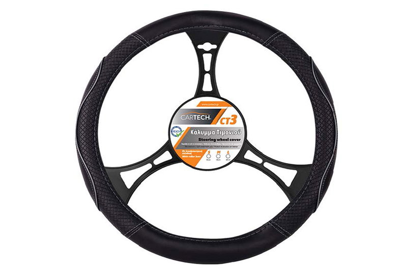 Κάλυμμα Τιμονιού Cartech CT3 Φ44cm Μαύρο/ Γκρι