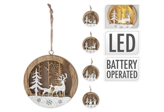 Χριστουγεννιάτικο Στολίδι LED Ξύλινο 8.5cm σε Διάφορα Σχέδια