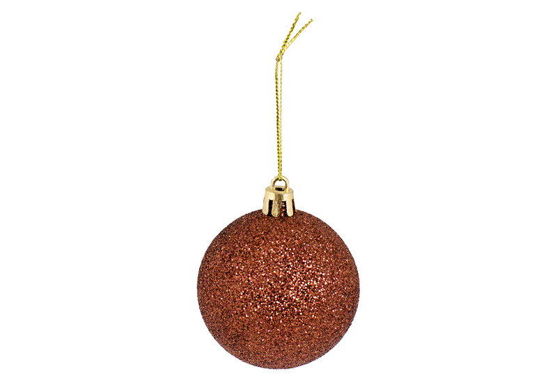 Μπάλα Πλαστική Χάλκινη Glitter 6cm 6 Τεμάχια