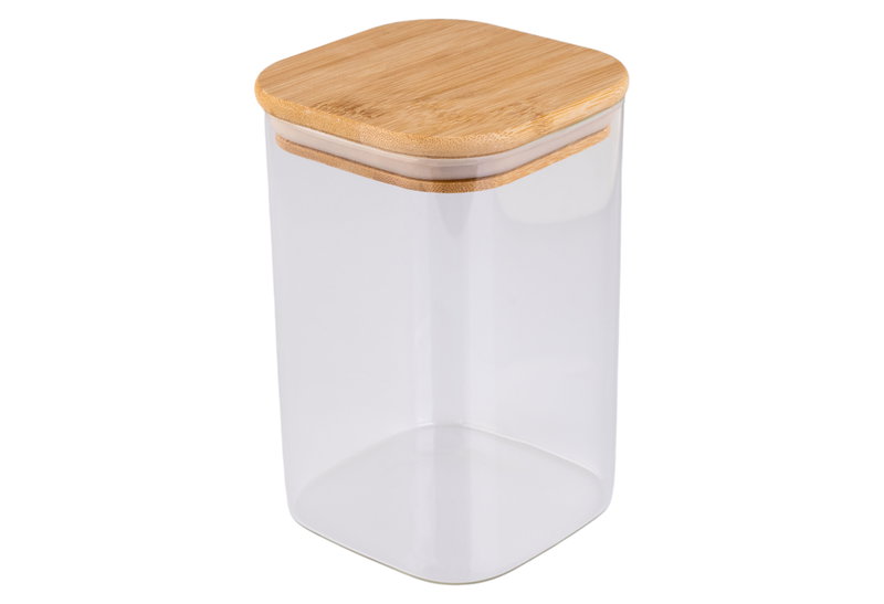 Estia Home Art Δοχείο Αποθήκευσης Bamboo Essentials Γυάλινο Διάφανο 950ml