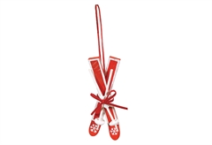 Lianos Χριστουγεννιάτικο Στολίδι Παγοπέδιλα Ξύλινο 2x4x13cm Κόκκινο/Λευκό