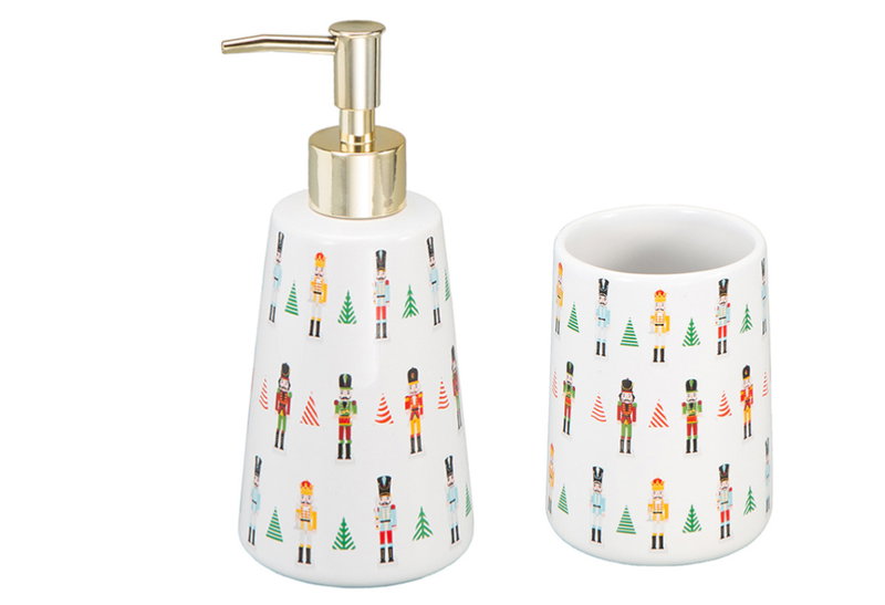 Marva Home Stoneware Σετ Ντισπένσερ και Ποτηροθήκη Κεραμικό