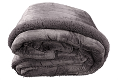 Ionion Κουβερτοπάπλωμα Διπλό 220x240cm Flannel Sherpa Dark Grey
