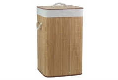 Καλάθι Απλύτων Bamboo 39x29x60cm Φυσικό Χρώμα με Ύφασμα