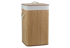 Καλάθι Απλύτων Bamboo 36x25x55cm Φυσικό Χρώμα με Ύφασμα