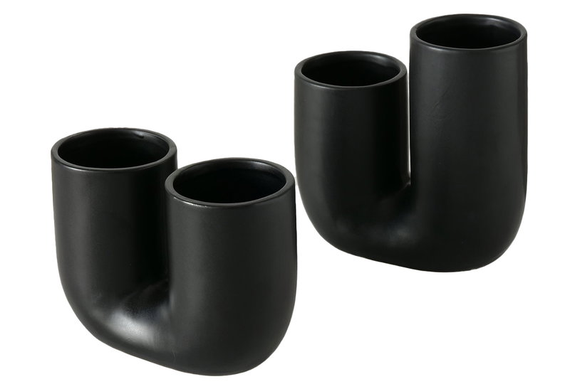 Boltze Βάζο Filicio Μαύρο 17x8x17cm σε 2 Σχέδια