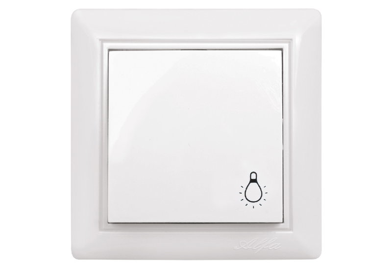 illuminON Alfa Μπουτόν Κλιμακοστασίου Λευκό με Σύμβολο Λαμπτήρα & Πλαίσιο