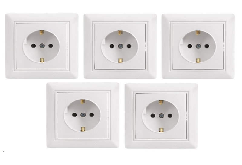 illuminON Alfa Πρίζα Σούκο 16Α Λευκή με Πλαίσιο 5 Τεμάχια