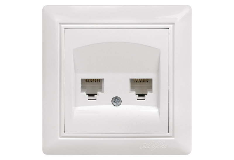 illuminON Alfa Πρίζα Δικτύου Διπλή RJ45 Λευκή με Πλαίσιο