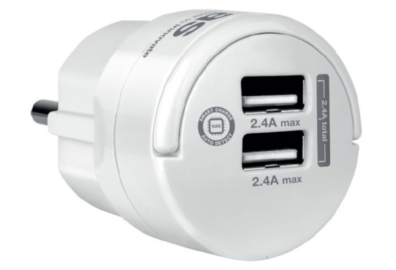 Sas Αντάπτορας Go Mini Λευκός με 2 Θύρες USB 2.4 Ah