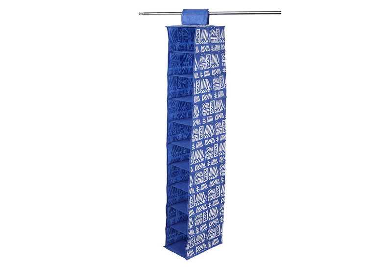 Estia Home Art Θήκη Αποθήκευσης Ρούχων Non Woven Μπλε Κρεμαστή 10 Θέσεων 30x18x128cm