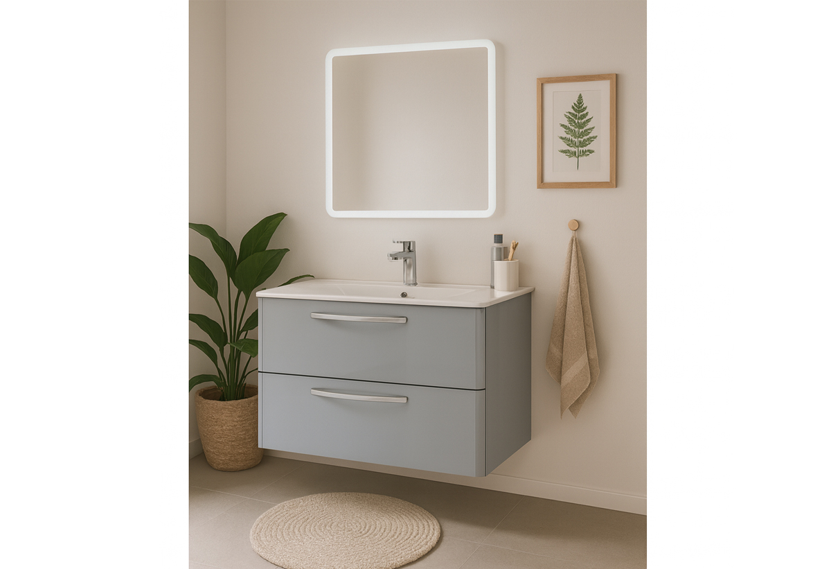 Έπιπλο Μπάνιου με Καθρέπτη Falegnameria Adriatica Best 80cm Γκρι