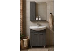 Έπιπλο Μπάνιου με Καθρέπτη & Ερμάριο Αριστερά Drop Step 55cm Ανθρακί