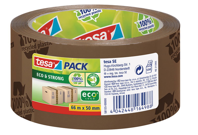 Tesa Ταινία Συσκευασίας Eco & Strong 66mx50mm Καφέ Εμπριμέ