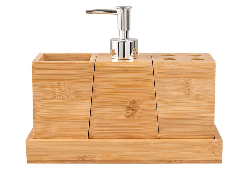 Estia Bamboo Essentials Σετ Αξεσουάρ Μπάνιου με Βάση 3 Τεμαχίων