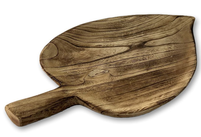 Διακοσμητική Πιατέλα Paulownia Καφέ 52x32cm