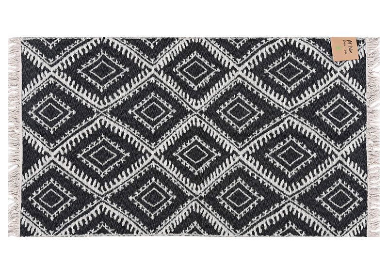 Χαλάκι Art Kilim 2 Όψεων Μαύρο/Λευκό 80x150cm