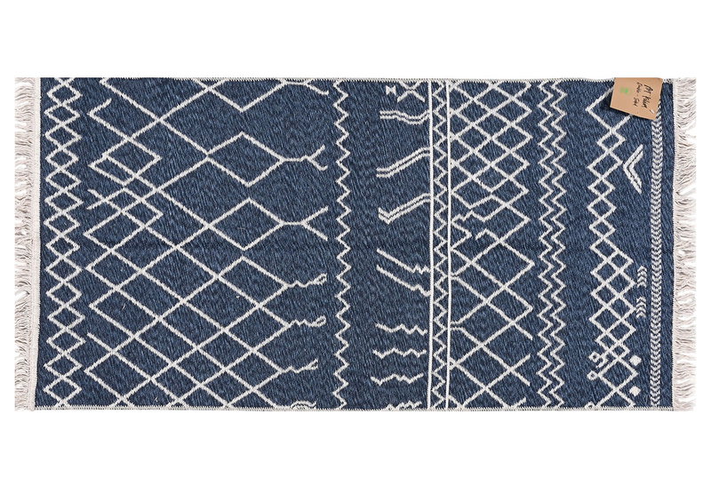 Χαλάκι Art Kilim 2 Όψεων Μπλε/Λευκό 80x150cm