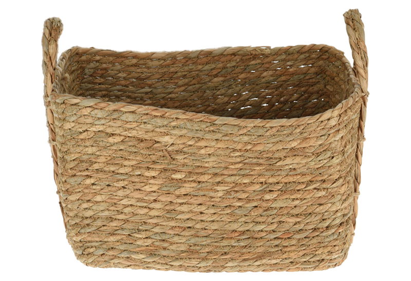Διακοσμητικό Καλάθι Ψάθινο Καφέ 32x32x19cm