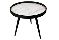 Τραπέζι Βοηθητικό Liberta Marm Λευκό/Μαύρο  49.5x52cm