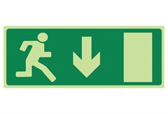 Ergo Πινακίδα PVC "Fire Exit/ Βέλος Κάτω" 115Χ295mm Φωσφοριζέ Πράσινη