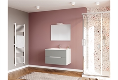 Έπιπλο Μπάνιου με Καθρέπτη Savini Due Iris Rovere 80cm Λευκό/Γκρι