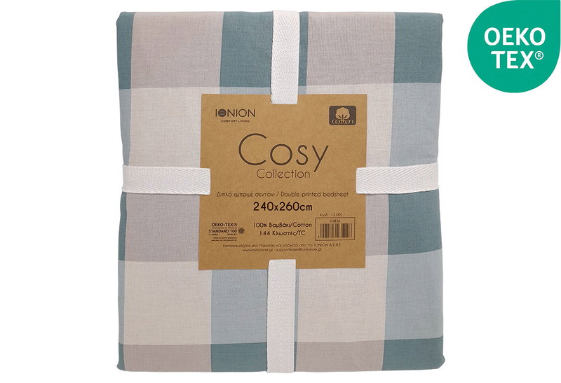 Σεντόνι Διπλό Ionion Cosy Chess 260x240cm