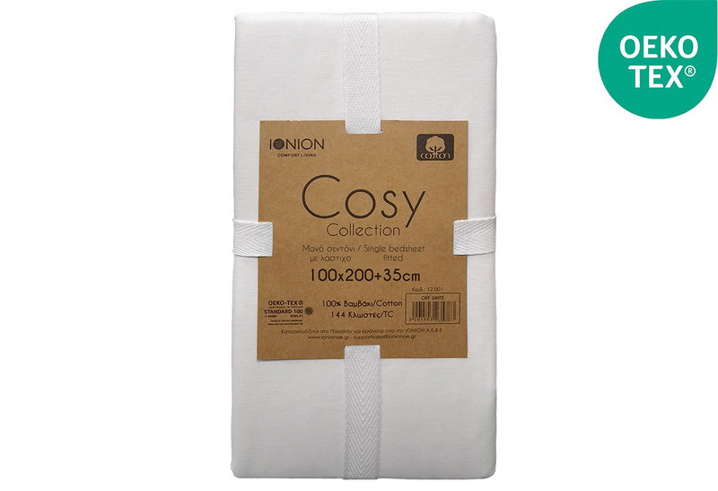 Σεντόνι Μονό Ionion Cosy Off White με Λάστιχο Μ200xΠ100xΥ35cm