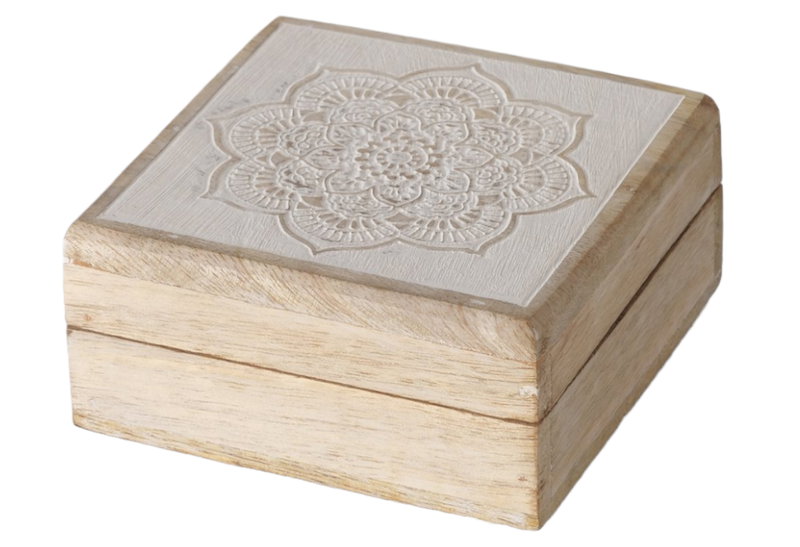 Boltze Διακοσμητικό Κουτί Sadya Ξύλινο Μ10xΥ5xΠ10cm Καφέ Ανοιχτό