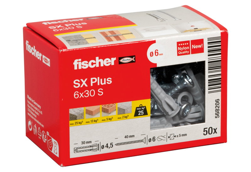 Σετ Βύσμα 6x30mm με Νοβοπανόβιδα Fischer SX Plus 50 Τεμάχια