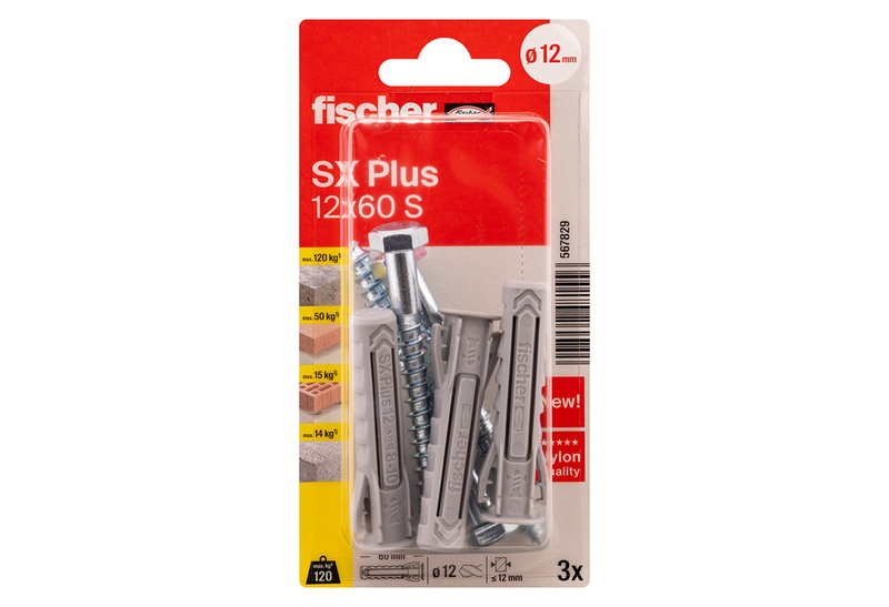 Σετ Βύσμα 12x60mm και Στριφώνι 8x80mm Fischer SX Plus 3 Τεμάχια