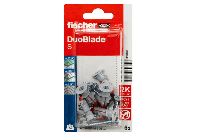Βύσμα Γυψοσανίδας Αυτοδιάτρητο Fischer Duoblade S 8x44mm 6 Τεμάχια