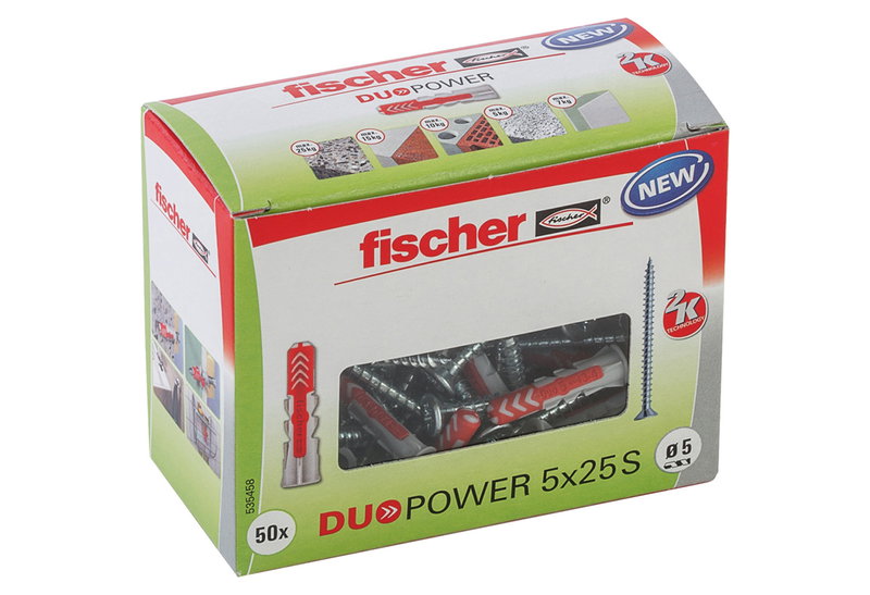 Σετ Βύσμα 5x25mm και Βίδα 3.5x35mm Fischer Duopower S 50 Τεμάχια