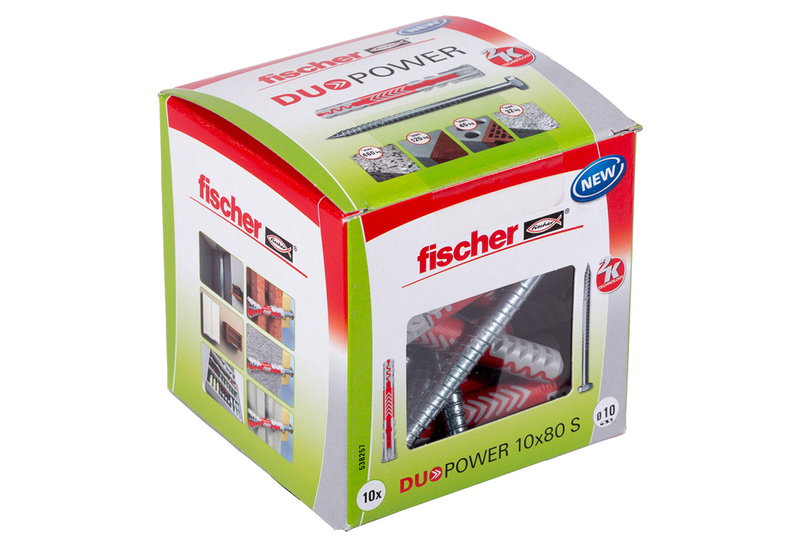 Σετ Βύσμα 10x80mm και Βίδα 7x107mm Fischer Duopower S 10 Τεμάχια