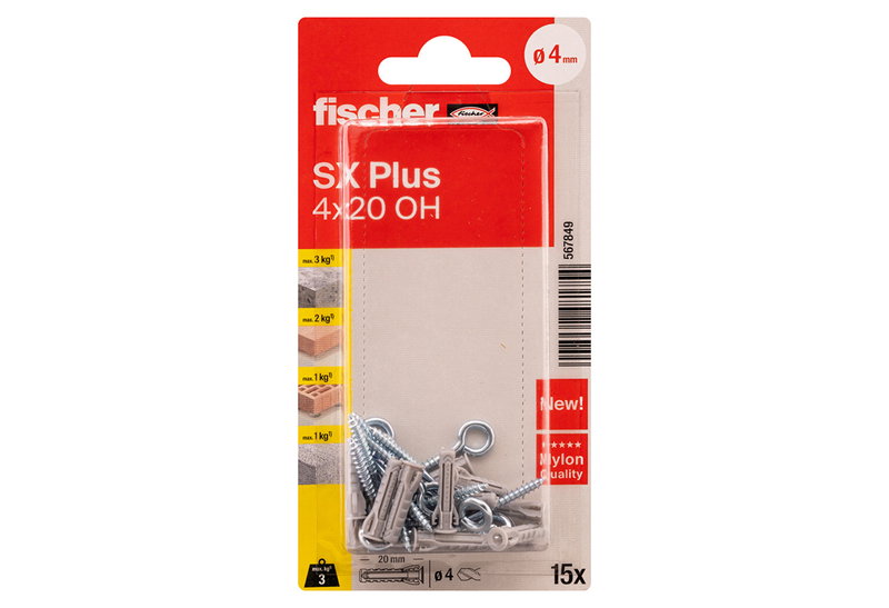 Σετ Βύσμα 4x20mm και Βιδογωνία 3x34mm Fisher SX Plus 15τμχ