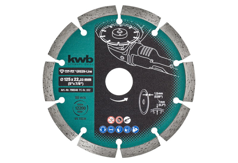 KWB Διαμαντόδισκος 125mm Δομικών Υλικών Green Line