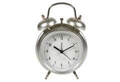 Επιτραπέζιο Ρολόι/Ξυπνητήρι Αναλογικό Ostaria Ασημί Φ12x17.5cm