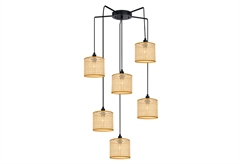 Κρεμαστό Φωτιστικό Viokef Erica 6xE14 150cm Μαύρο/Καφέ Ανοιχτό