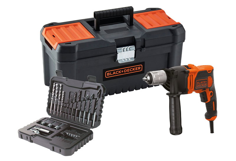 Σετ Black&Decker BEH850KA32-QS Κρουστικό Δράπανο 850W με 32 Αξεσουάρ & 16 Εργαλεία σε Θήκη Μεταφόρας