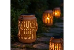 Nattera Ηλιακό Φωτιστικό Φανάρι LED Ροζ Μ12xΠ12xΥ7cm